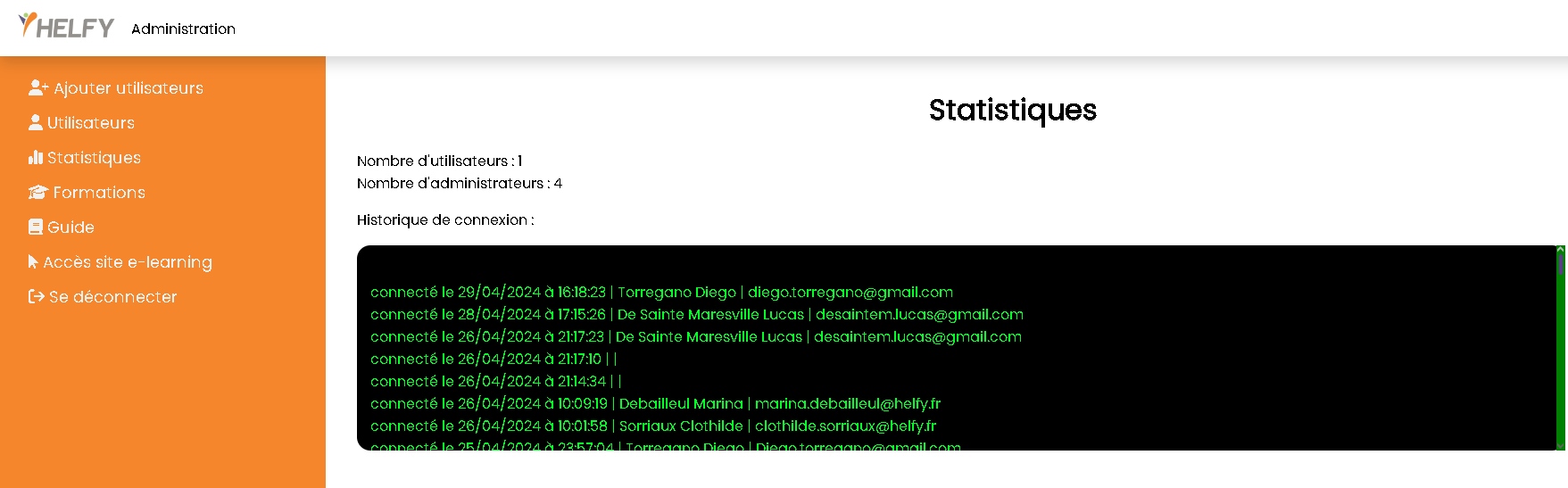 Gestion admin de Helfy