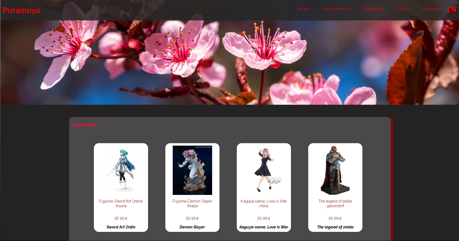image d'un site de vente enligne pour Produits d'importation japonaise